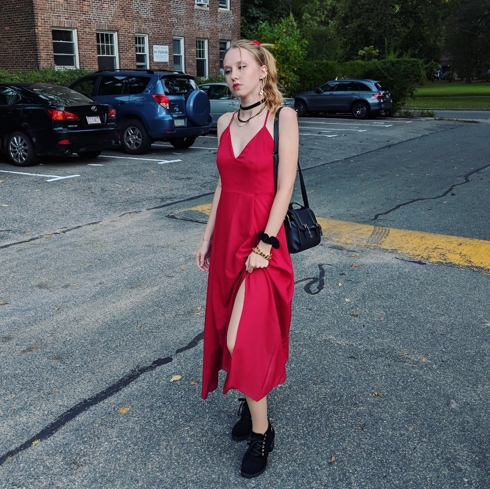 Dress up or dress down sexy red backless dress